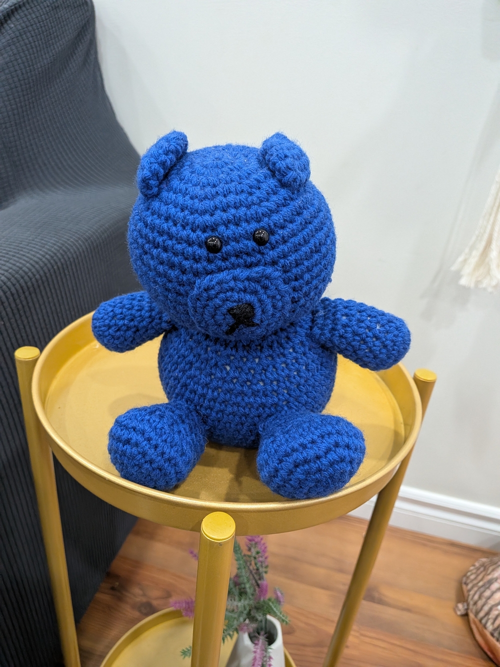 New Handmade Crochet Blue Bear Plush